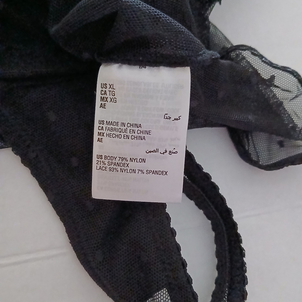 I.N.C. International Concepts Swiss Dot Lingerie Thong Bodysuit, Black, Size XL - Picture 10 of 11